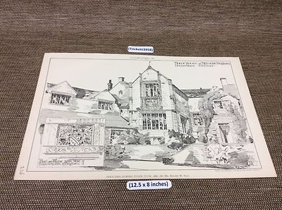 1889 Original Architektendruck, Herrenhaus in Melcombie Bingham - Der Baumeister -