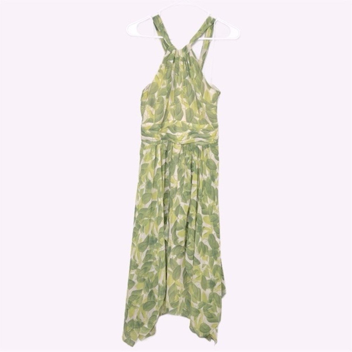 Vince Camuto Women's Green Leaf Printed Halter Dress