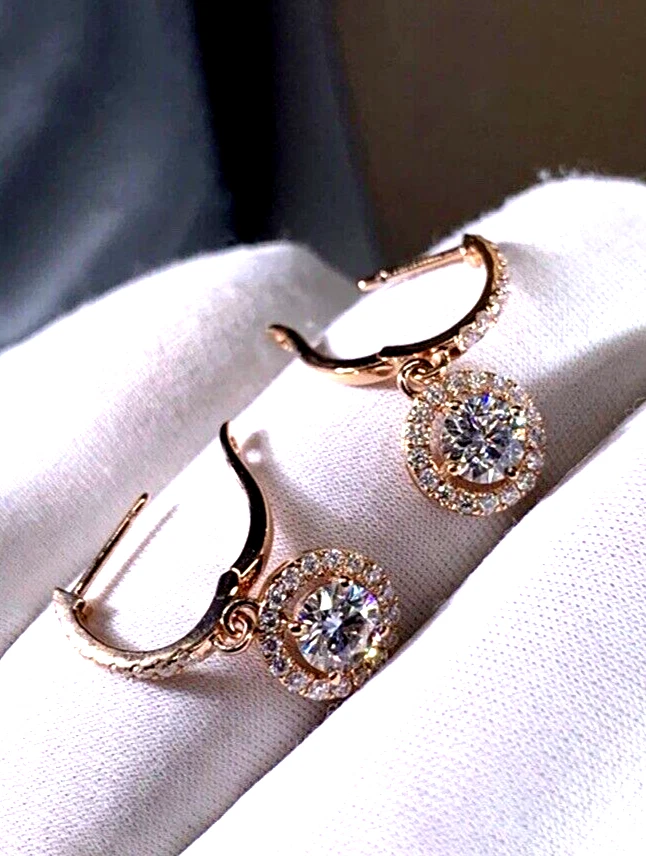 PENDIENTES DE ARO RELLENOS DE ORO ROSA 18K HECHOS CON CRISTALES DE SWAROVSKI REGALO GP17 Foto 4 de 4