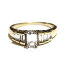 GIA 14k yellow gold 1.07ct emerald 3 stone diamond engagement ring 4g unique 7 — photo 4