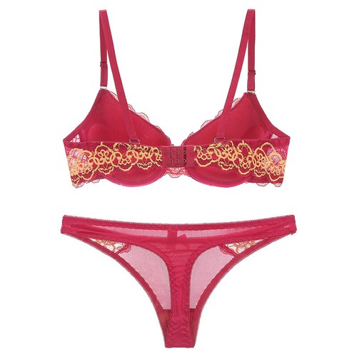 Sexy Embroidery Extreme Padded Push Up Underwear Set Thong Bra Bralette Lingerie - Picture 3 of 29