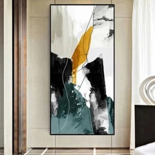 Orange Black White Abstract Oil Painting Handmade Texture Large Wall Art Modern
