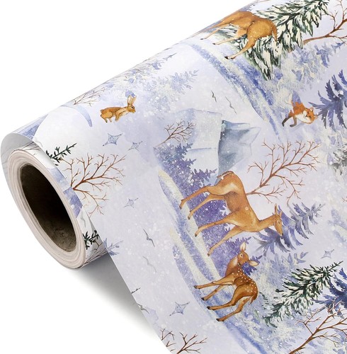 WRAPAHOLIC Kraft Christmas Wrapping Paper - Mini Roll - 17 Inch x 33 Feet - and