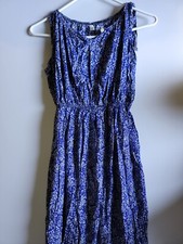 Women'S Casual Sleeveless Floral Print And Elegant Temperament Waist Dress. M