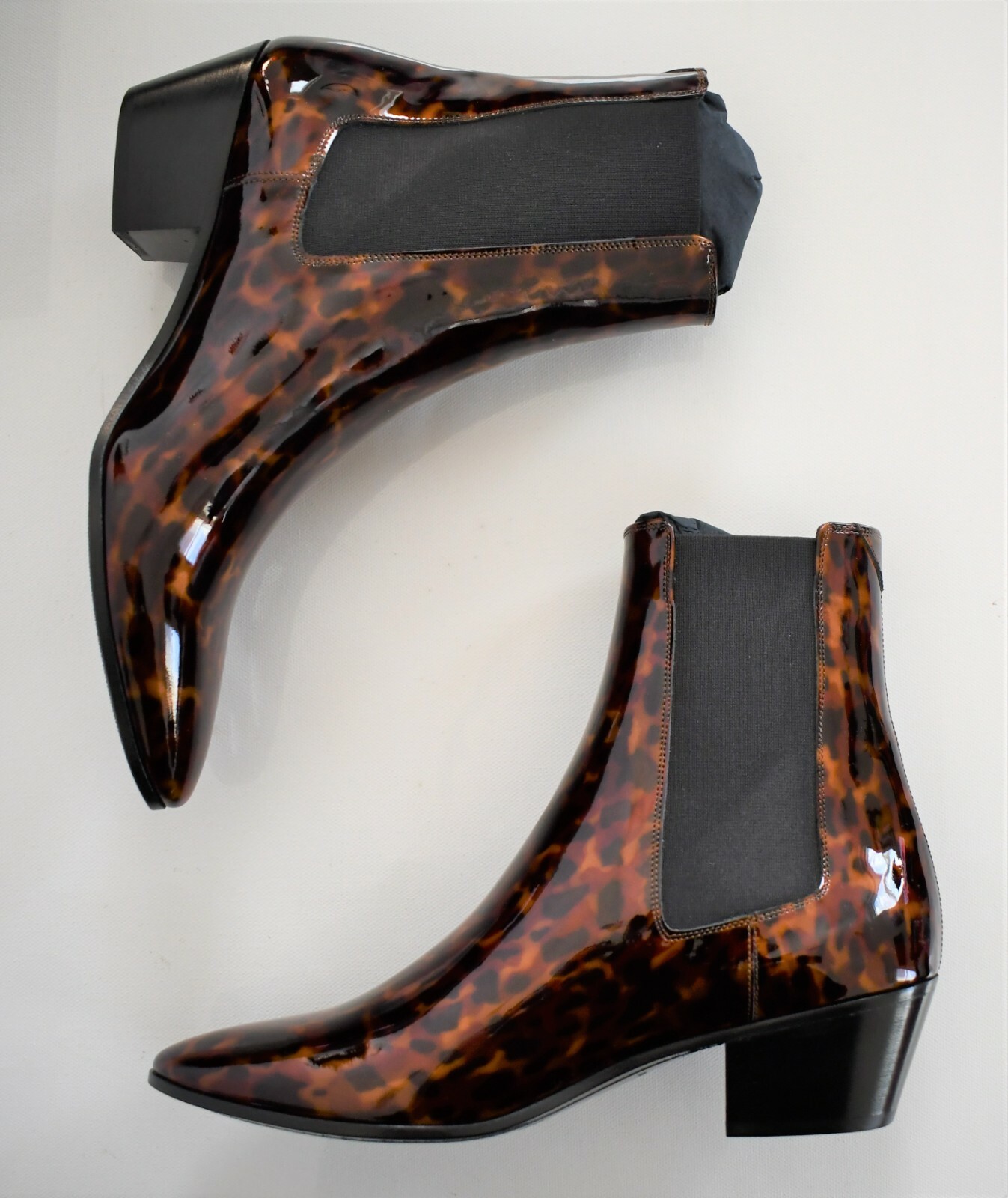 ️ STIVALI CHELSEA WESTERN SAINT LAURENT WEST 45 IN PELLE VERNICIATA EUR 37 5 US 7 5