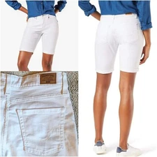 Signature By Levi Strauss & Co Gold Mid-Rise White Bermuda Cuffed Jean Shorts 2