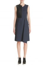 NEW STELLA MCCARTNEY Patchwork A-Line Dress in Navy/Black - Size 46 #DD114