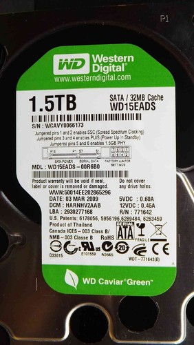 WD15EADS-00R6B0 WESTERN DIGITAL 1.5TB SATA 7200rpm 64MB HDD 3.5 " Hard Drive