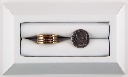 Tri Color 4 Row Band Ring SOLID 18 kt Yellow White & Rose Gold Sz 6 A7929 - Picture 6 of 6