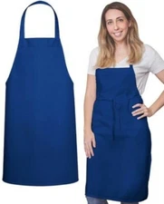 3 Pocket Chef Bib Apron (1 pencil/2 lower) Blue - 6/pack - NEW