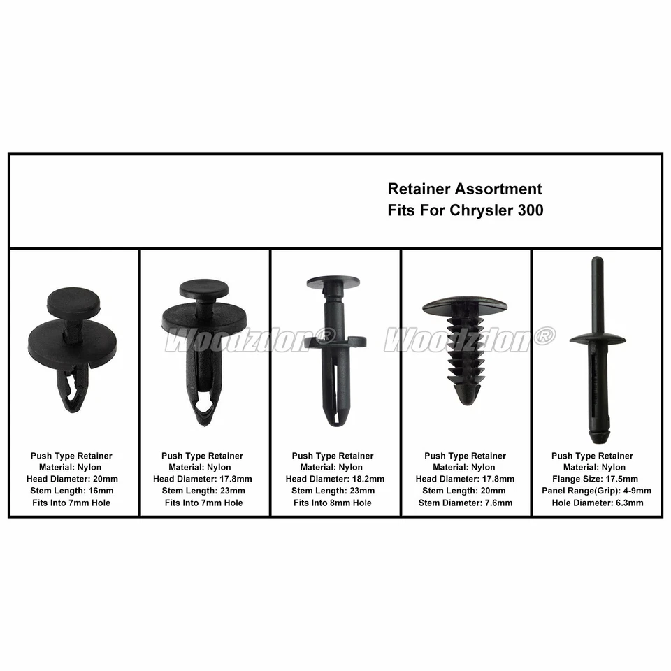50 Clips Bumper Fender Fascia Retainer Assortment Kit For Chrysler 300 2005-2010 Foto 2 de 4