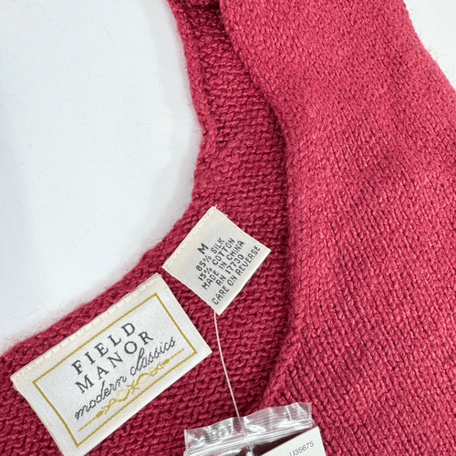Field Manor Shirt Womens Medium Red Silk Blend Sleeveless Knit Sweater Classic - Picture 4 of 9