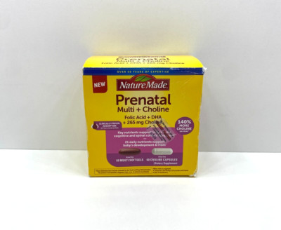 NEW Nature Made Prenatal Multi + Choline Folic Acid 265 MG Choline 120 SEALED