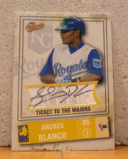 TICKET TO THE MAJORS ANDRES BLANCO KANSAS CITY ROYALS SIGNED BASEBALL CARD 74/75