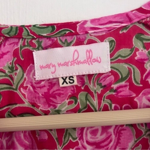Mary Marshmallow Midi Dress Pink Kaftan Flowy Resortwear Pink Preppy Vacation XS - Picture 2 of 7