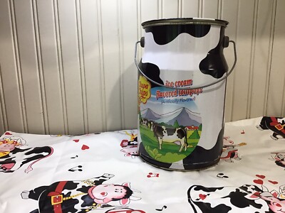 Vtg Chupa Chups Lollipops Milk Can Tin Dairy Cow (2nd Edition) With Tablecloth