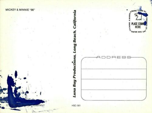 Postal de Walt Disney Mickey Mouse ""Mickey & Minnie '86" de gran tamaño 6X4,25 - Imagen 2 de 2