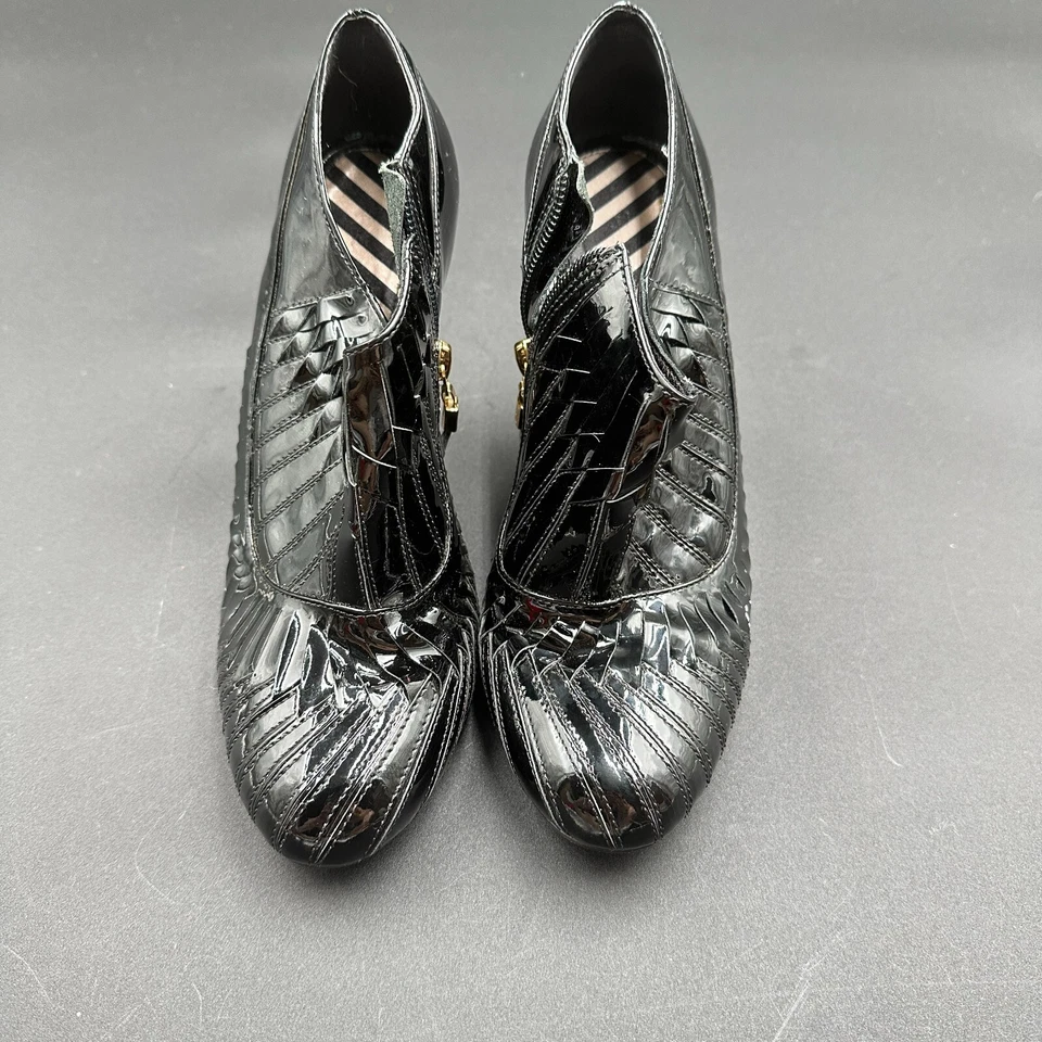 Botines Pour La Victoire para mujer US7,5 charol negro cremallera lateral Foto 4 de 4