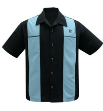 Steady Clothing Classy Piston Rockabilly Bowling Aqua Button Down Shirt ST35327