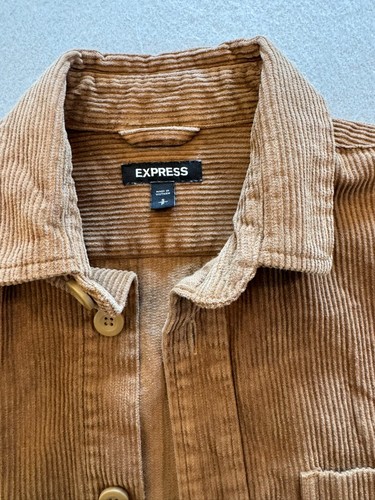 Express Corduroy Spring Jacket Mens Small Brown Button Up Collared Casual - Picture 2 of 5