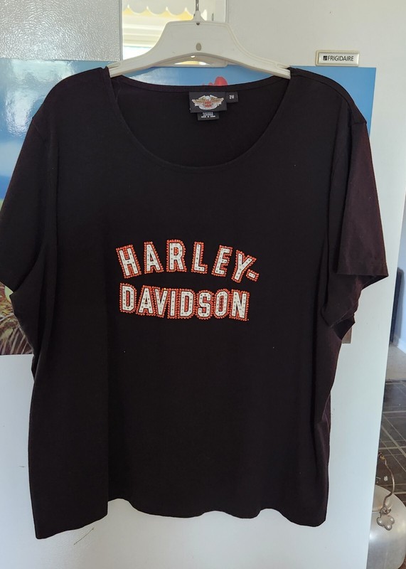 Women's Harley-Davidson Black 2XL rhinestones embelished t-shirt 