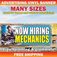 NOW HIRING MECHANICS Advertising Banner Vinyl Mesh Sign repair service wanted