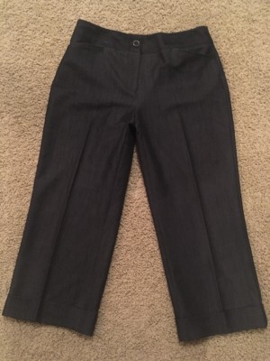 HARVE BENARD Womens Unique Black Cuffed Capri Pants Sz 8 EUC
