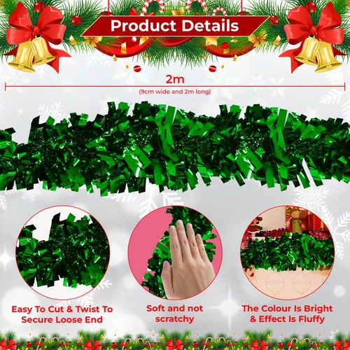 Chunky Tinsel Christmas Tree Xmas Party Decoration Garland Celebrations 2M - Picture 32 of 71
