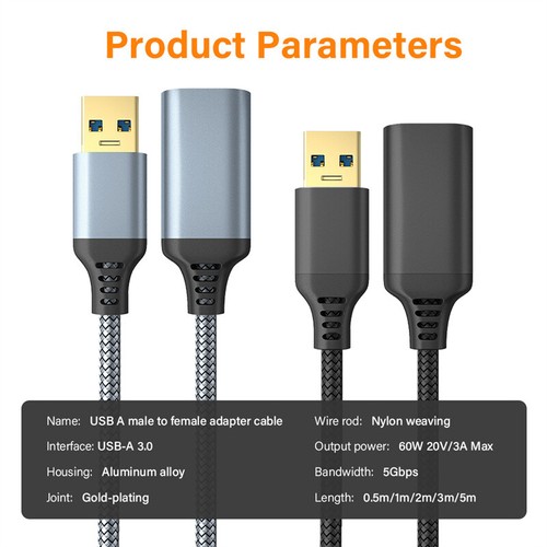 USB 3.0 Extension Cable 60W Type A Male to Female Cord Data Transfer Adapter 5m - Picture 10 of 13