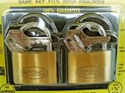 Solid Brass Cylinder 2 Piece Keyed Alike Padlock Set 1-5/8"  3 Keys Per Lock New — photo 3