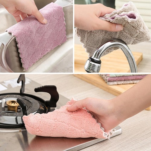 5xKitchen Cleaning Water-absorbent Dishwashing Cloth Rag Double Sided Dis🌞UK - Picture 10 of 18