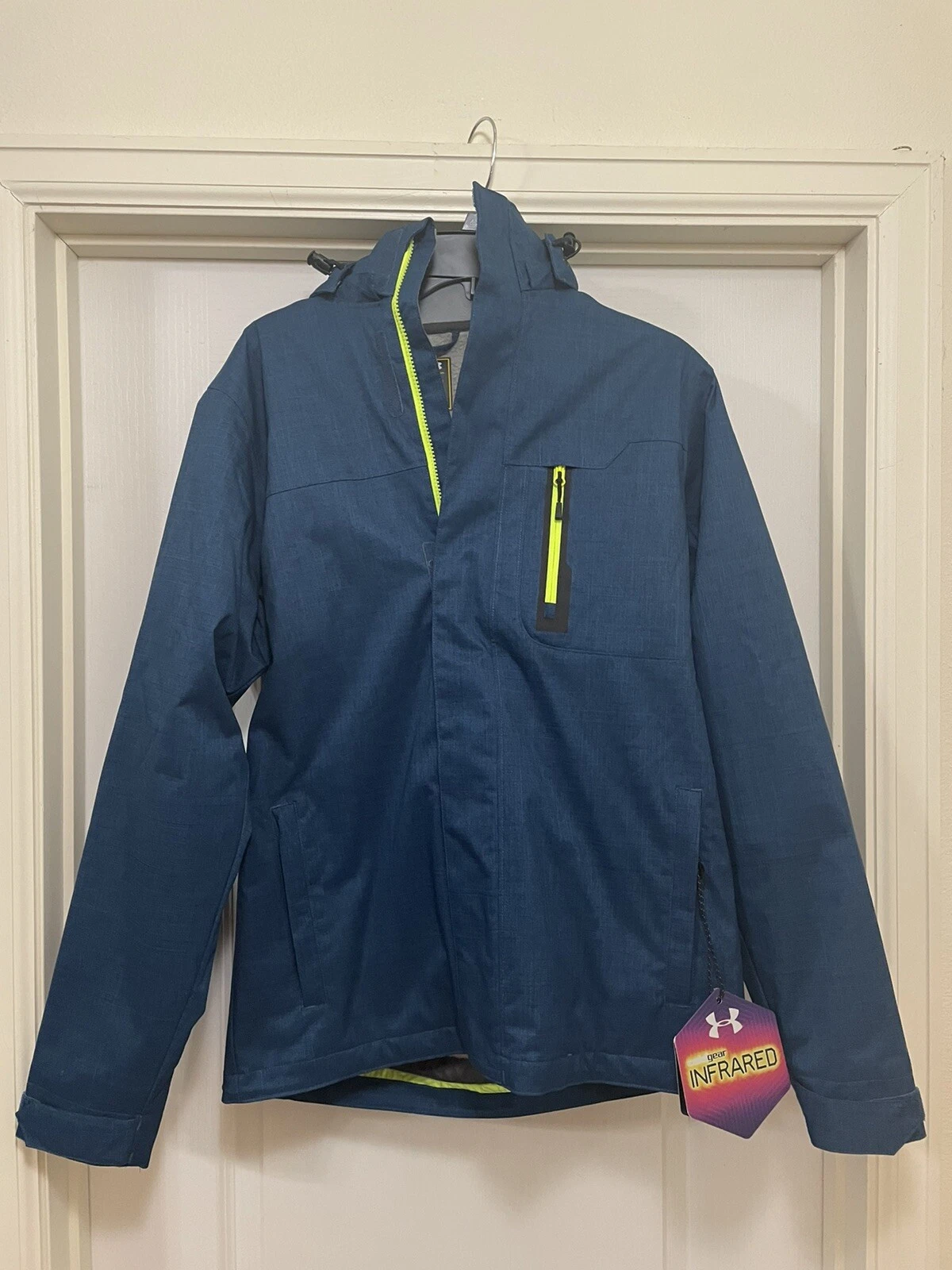 NEW Under Armour Mens Infrared Storm Hooded Jacket Coat Blue Size SMALL