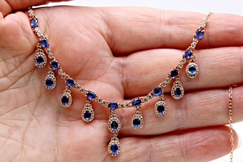 Silver Necklace Kyanite Genuine Natural Gems Solid Sterling 15 1/2 to 17 1/2 - Picture 18 of 24