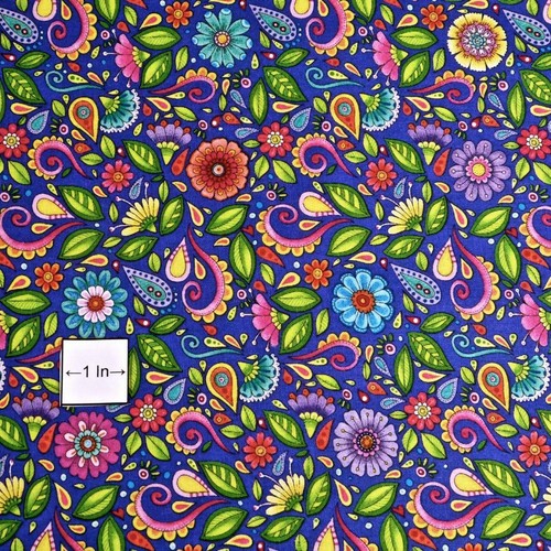 Wonderful Little Flowers, Pink, Aqua, Purple & Yellow, A Kaufman Cotton BTHY/BTY - Picture 2 of 5