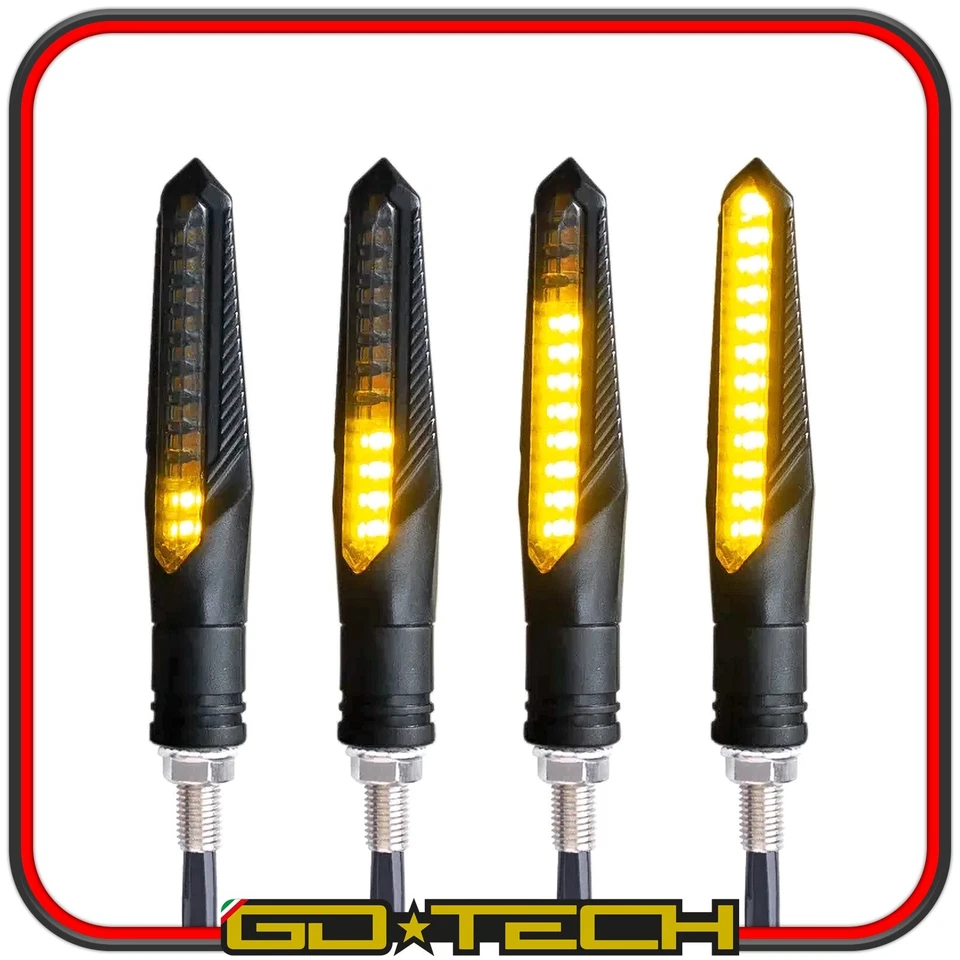 4 FRECCE MOTO LED SEQUENZIALI INDICATORI DI DIREZIONE LUCE ARANCIONE UNIVERSALI - Immagine 4 di 4