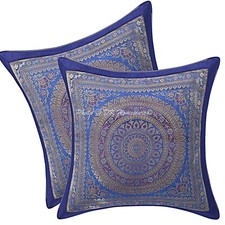 Bohemian Indian Brocade Throw Pillow Covers Mandala 30x30 cm Set Of 2 Pillowcase