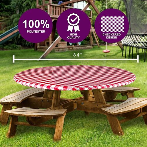Sorfey Round Tablecloth -Fitted with Elastic, Vinyl with Flannel Back Fits 54 in - Picture 2 of 4