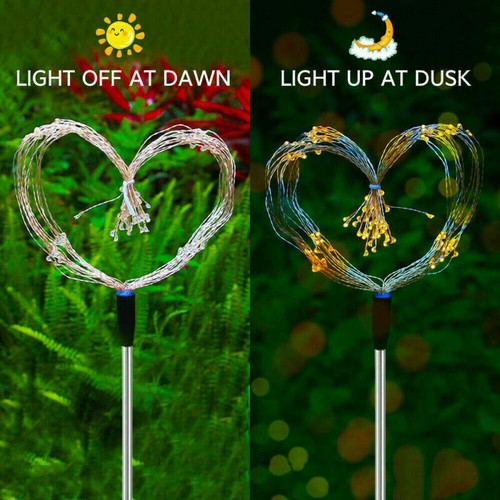 2/4 Stück LED Solar Feuerwerk Licht Solarlampe außen Garten Deko Leuchte Stecker - Bild 8 von 27