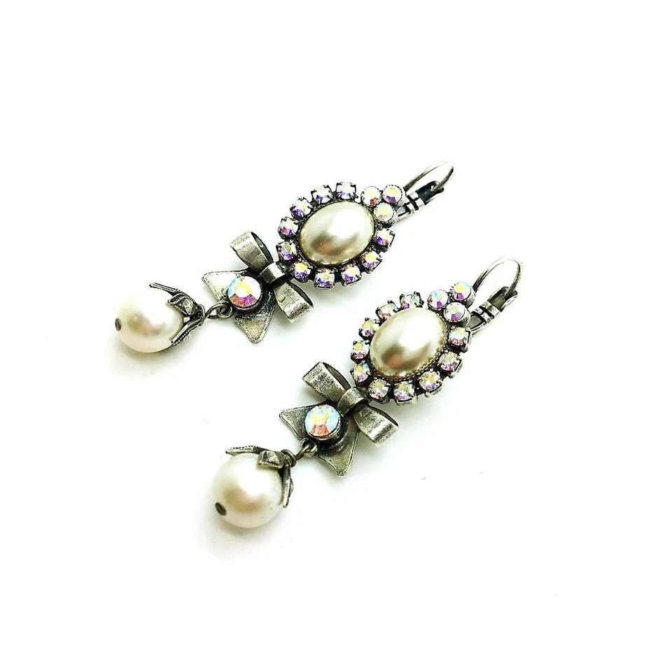 Pendientes Mariana Arco Colgante Perla y AB Cristales Austriacos Mis Tesoros Coll. Foto 2 de 3