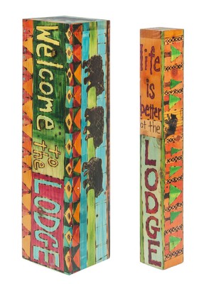 Ganz E8 Garden Painted Peace Lodge Table Large & Small Wood Pole Set ER43331