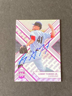 Lenny Torres Jr 2018 Elite Extra Edition Aspirations Purple #40 Auto #ed 43/100