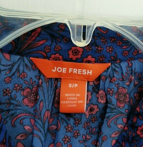 Camisa Joe Fresh Mujer Talla Pequeña Azul Floral Sin Mangas Corbata Frontal - Imagen 2 de 11