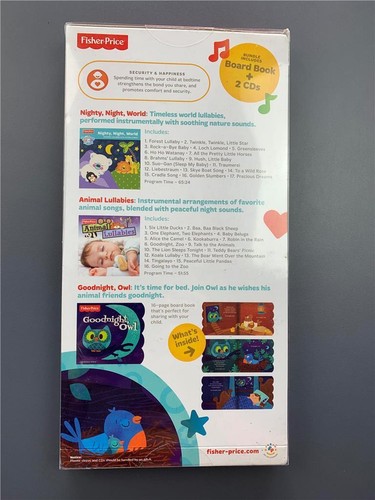 FISHER PRICE Baby's Bedtime Bundle Book and 2 CDs Goodnight, Owl Board Book NIP - Imagen 2 de 5