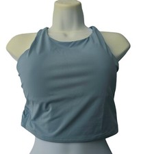 CRZ YOGA Butterluxe Crop Sports Bra Padded Racerback LongLine Yoga Blue/Green Sm