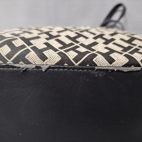 Tommy Hilfiger Black & Tan Logo TH Print Purse Shoulder Bag Fabric Faux Leather - Picture 9 of 16