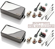 EMG HZ H4 & H4A CHROME PASSIVE HUMBUCKER PICKUP SET w/ SHORT SHAFT POTS & WIRING