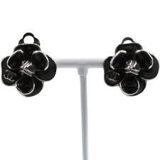 Chanel Camellia Coco Mark Earrings Women Silver One Size