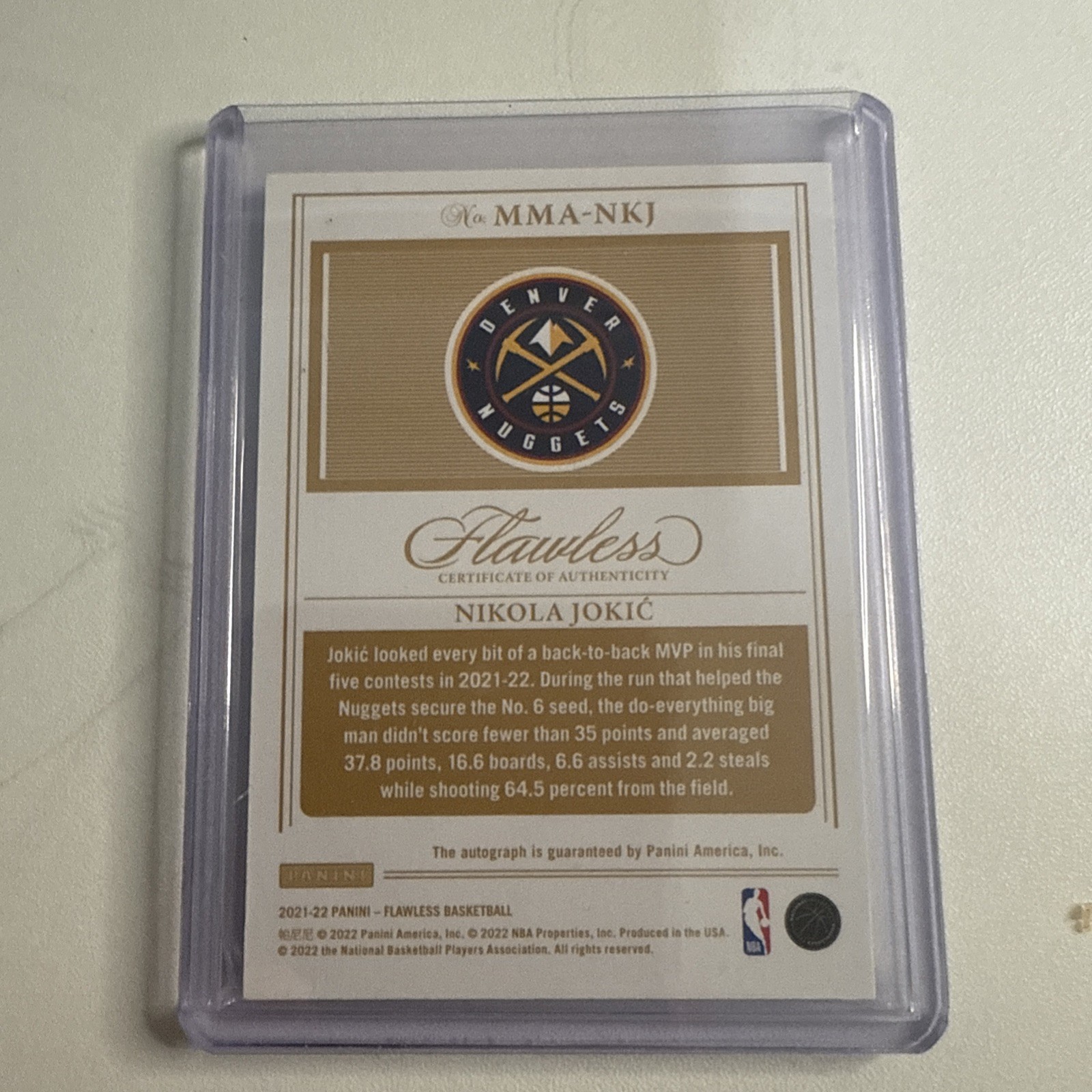 15/25 JSY# 1/1 ! 2021-22 Panini Flawless Nikola Jokic Momentous Auto #MMA-NKJ view 2