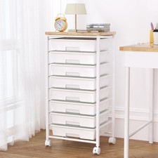 Rolling Cart with 8 Drawers, Storage 15.16 x 11.42 x 30.31 inches, White