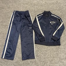 Nike Boys Full Zip Jacket Joggers Pants Track Suit Set M 6 Blue Pockets